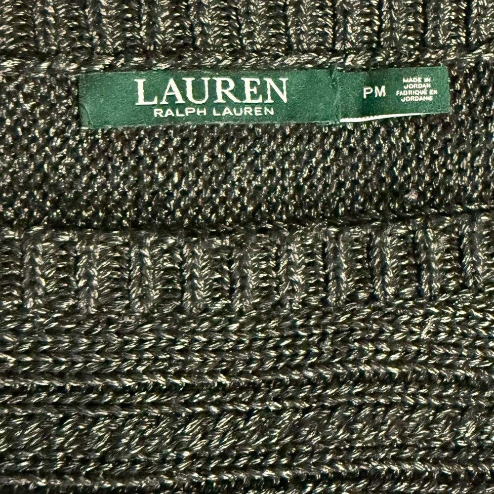 Ralph Lauren Dolman Sleeve Knit Sweater Women’s Size Petite Medium Black Shimmer